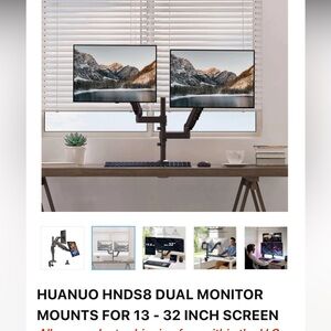 HUANUO DUAL MONITOR DESK ARM FULLY ADJUSTABLE